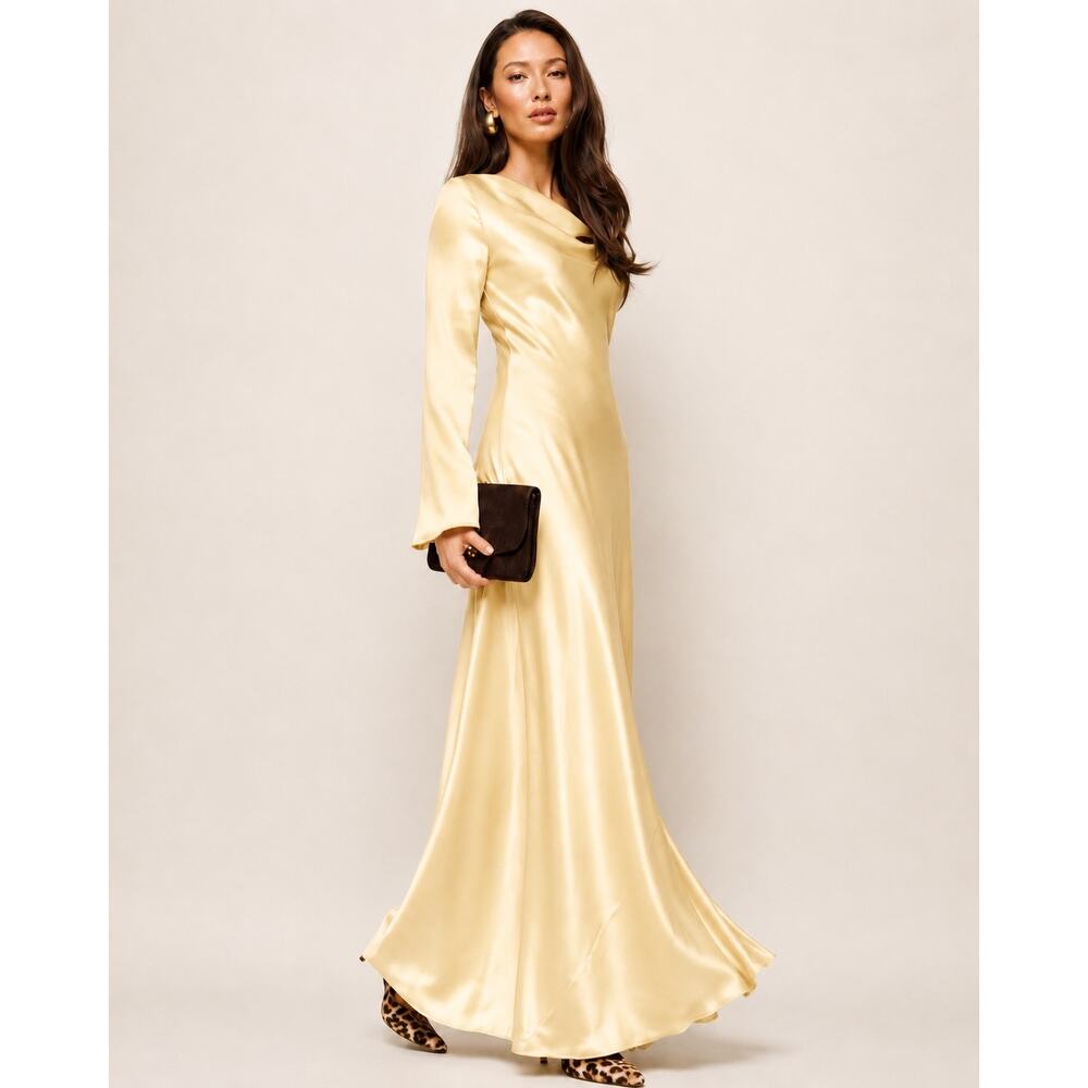 reformation Ciana Satin Dress in butter US12